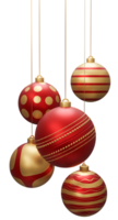 Red and Gold Cricket Hanging Christmas Balls png