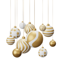 Golden Hanging Christmas Balls png