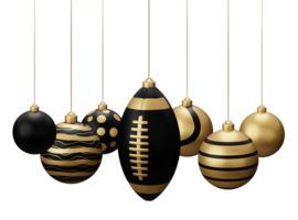 Golden Black rugby Hanging Christmas Balls png