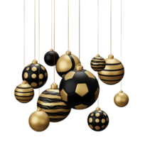 Golden Black Football Hanging Christmas Balls png