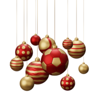 Red and Gold Football Hanging Christmas Balls png