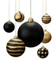 Golden Black Hanging Christmas Balls png