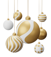 Golden Hanging Christmas Balls png