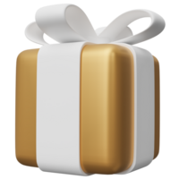 gold gift box white ribbon png