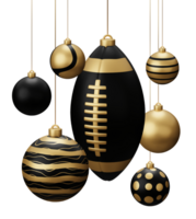 Golden Black rugby Hanging Christmas Balls png