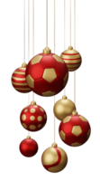 Red and Gold Football Hanging Christmas Balls png