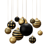 Golden Black Hanging Christmas Balls png