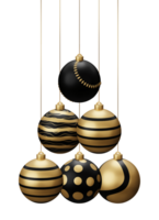 Golden Black Baseball Hanging Christmas Balls png