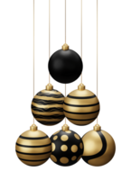 Golden Black Hanging Christmas Balls png