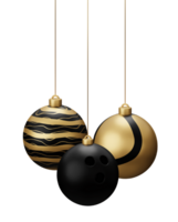 Golden Black Bowling Hanging Christmas Balls png