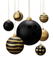 Golden Black Bowling Hanging Christmas Balls png