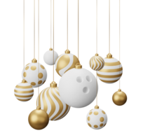 Golden Bowling Hanging Christmas Balls png