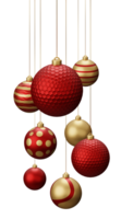 Red and Gold Golf Hanging Christmas Balls png