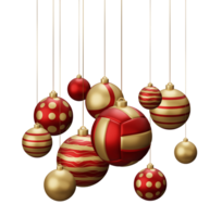 rood en goud volleybal hangende Kerstmis ballen png