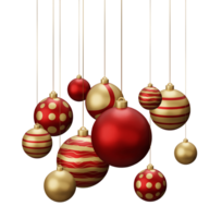 rood en goud hangende Kerstmis ballen png