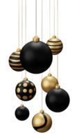 Golden Black Hanging Christmas Balls png