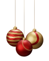 rojo y oro béisbol colgando Navidad pelotas png