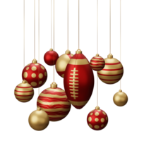 Red and Gold rugby Hanging Christmas Balls png