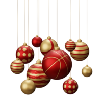 Red and Gold Basketball Hanging Christmas Balls png