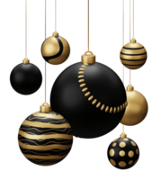 Golden Black Baseball Hanging Christmas Balls png