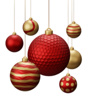 Red and Gold Golf Hanging Christmas Balls png