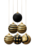 dorado negro golf colgando Navidad pelotas png
