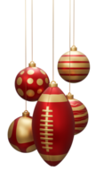 rood en goud rugby hangende Kerstmis ballen png