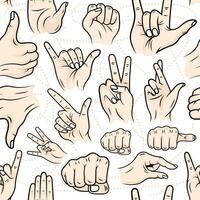 Vector Seamless Patterns with different hand gestures