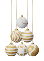 Golden Baseball Hanging Christmas Balls png