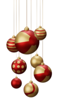 Red and Gold Beach Hanging Christmas Balls png