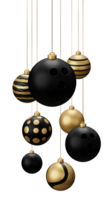 Golden Black Bowling Hanging Christmas Balls png