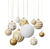 Golden Golf Hanging Christmas Balls png