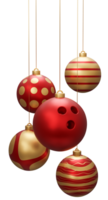 Red and Gold Bowling Hanging Christmas Balls png