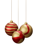 rood en goud strand hangende Kerstmis ballen png