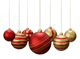 Red and Gold Cricket Hanging Christmas Balls png