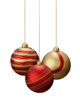 Red and Gold Cricket Hanging Christmas Balls png