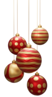 Red and Gold Hanging Christmas Balls png