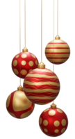 rood en goud hangende Kerstmis ballen png