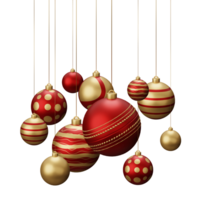 Red and Gold Cricket Hanging Christmas Balls png