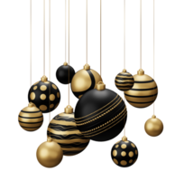 dorado negro Grillo colgando Navidad pelotas png