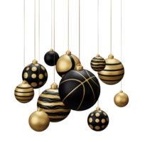 Golden Black Basketball Hanging Christmas Balls png