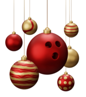 Red and Gold Bowling Hanging Christmas Balls png