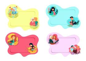 Banners and Cards with illustrations of happy family vector