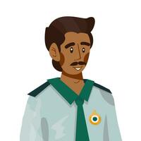 Vector flat illustration of avatar of policeman, customs officer, security control man.