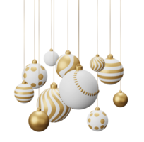gyllene baseboll hängande jul bollar png