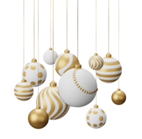 Golden Baseball Hanging Christmas Balls png