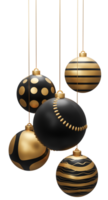 Golden Black Baseball Hanging Christmas Balls png