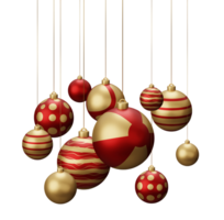 rood en goud strand hangende Kerstmis ballen png