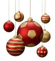 Red and Gold Football Hanging Christmas Balls png