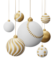 Golden Baseball Hanging Christmas Balls png